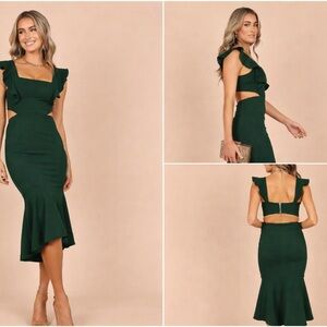 #243. GREEN Yvonne Hi Lo Midi Dress by Petal & Pup